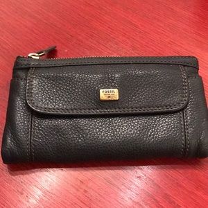 Authentic black leather fossil wallet